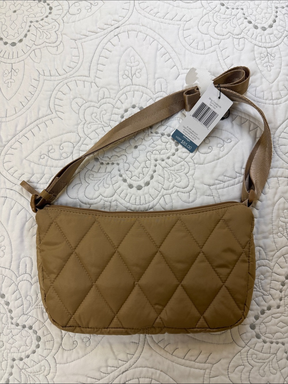 Vera Bradley NWT Quilted Tan Shoulder Sling Crossbody Bag - Picture 4 of 4